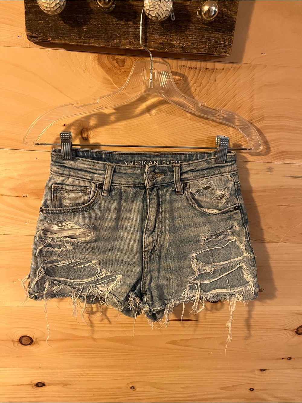 American Eagle Outfitters Light Wash Distressed Denim Jean Shorts